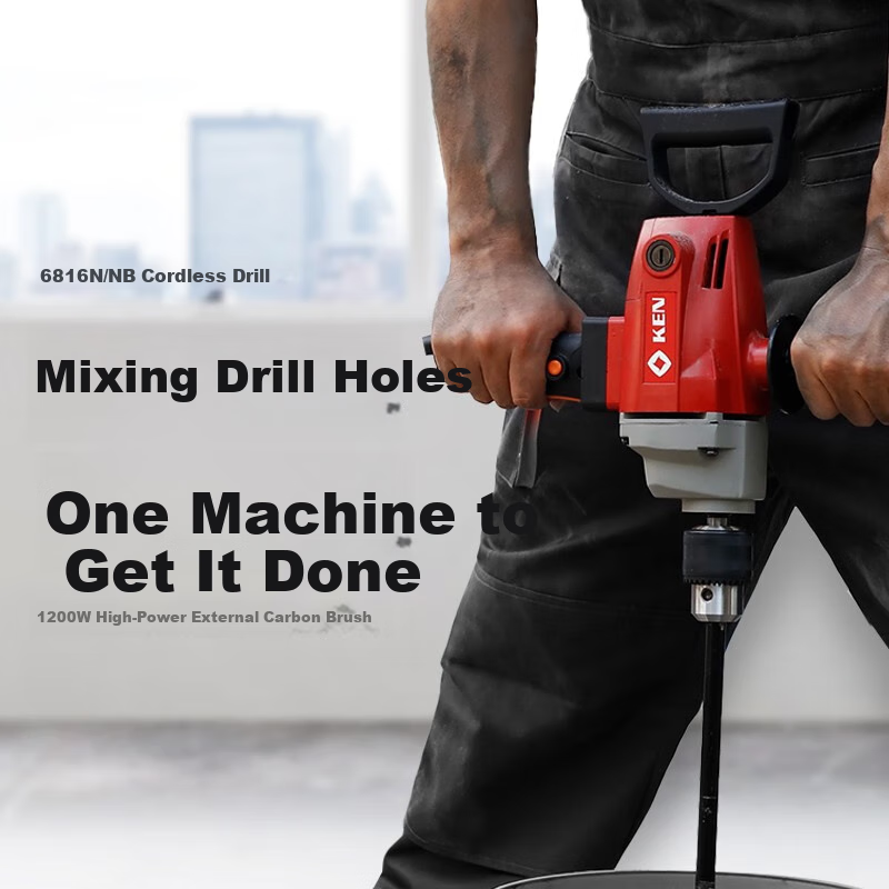 KEN Electric Drill 6816N, Air Drill 1200W, 16mm Chuck, Mixing Drill, Putty, Paint, Cement, Industrial-Grade Mortar Machine