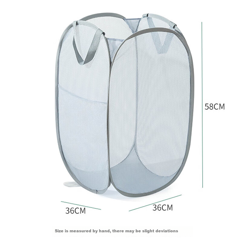MENGTING Foldable Laundry Hamper, Household Dirty Clothes Storage Basket with Handle, Gray Large Capacity Fabric Laundry Bi