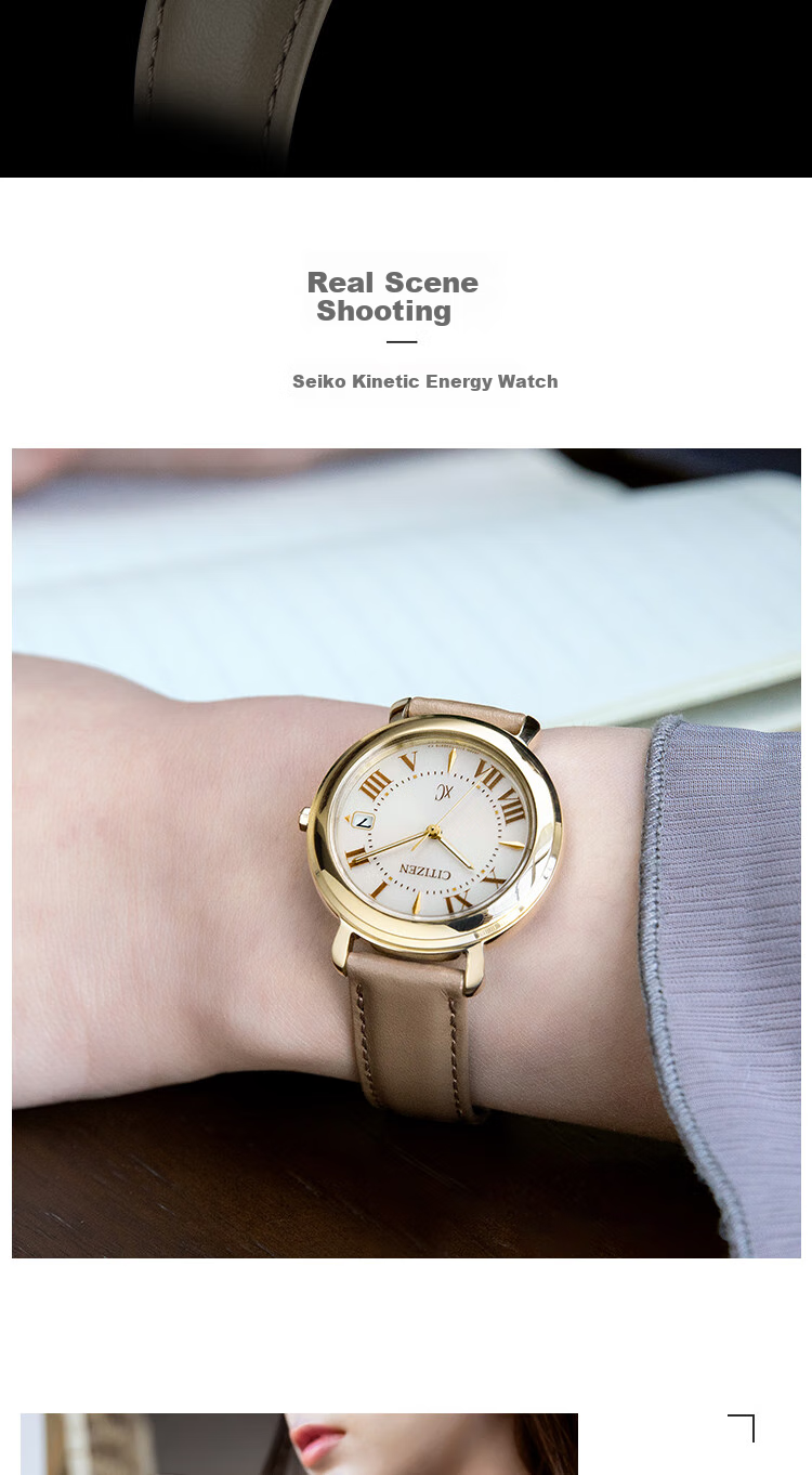 CITIZEN Watch for Women, Japanese And Korean Style, X Series, Eco-Drive, Date Display, Leather Strap, Fashionable Gift for Girlfriend, EO1203-03A 8
