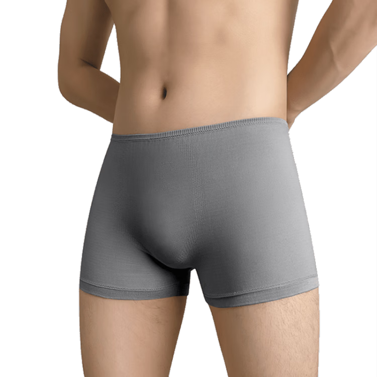 QIHAIQIU Disposable Men's Boxer Briefs, High-Elasticity Four-Corner Underwear, 10 Pieces, Sterile, for Business Trips And Travel, No-Wash Shorts, Gray XXXL