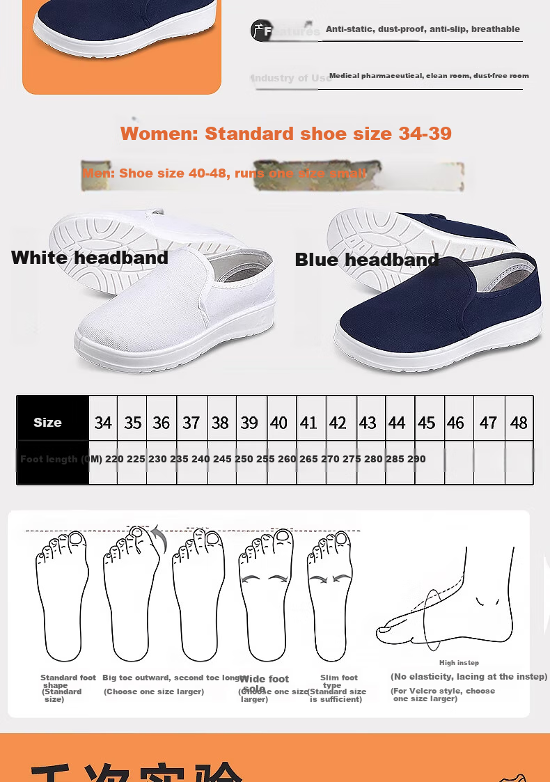 Mulang Anti-Static Mid-Top Shoes, Thickened Soft Sole, for Food Factory Clean Room, Specialized for Men And Women, Dust-Proof Non-Slip Breathable Work Shoes, Blue PU Mid-Top Shoes, Size 45 2
