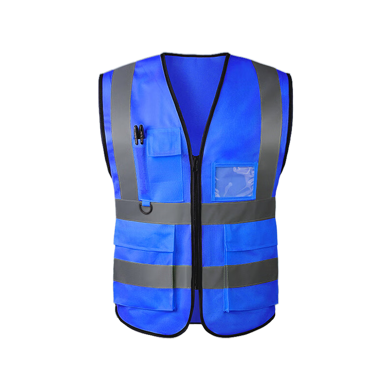 Haosikepu Reflective Vest Construction Site Warehouse Typhoon Warning Breathable High-Visibility Safety Vest [Same/Next Day Delivery] Blue - Multi-Pocket Zipper
