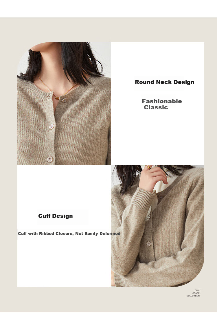 Jinju 100% Merino Wool Seamless Knit Cardigan, Autumn And Winter Classic Versatile Sweater Coat, Pure Wool Sweater for Women, Yellow-Green, Size L 5