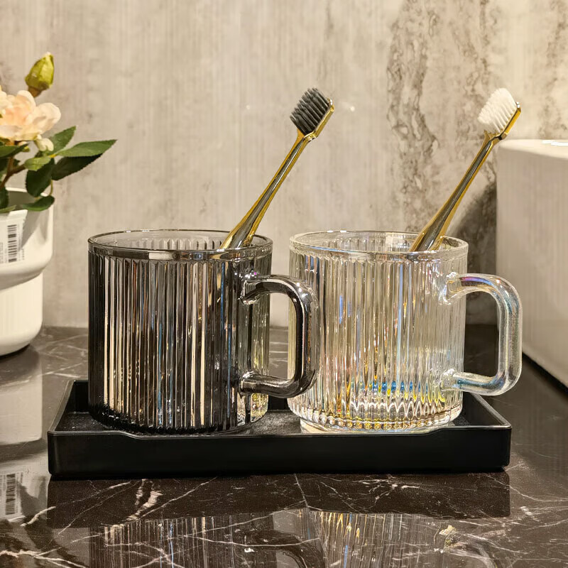 Fanyejia Luxury Mouthwash Cup Set of 3, Glass Couple's Toiletry Cup Set, Hotel And Homestay Toothbrush Cup, Brushing Cup, Tooth Mug