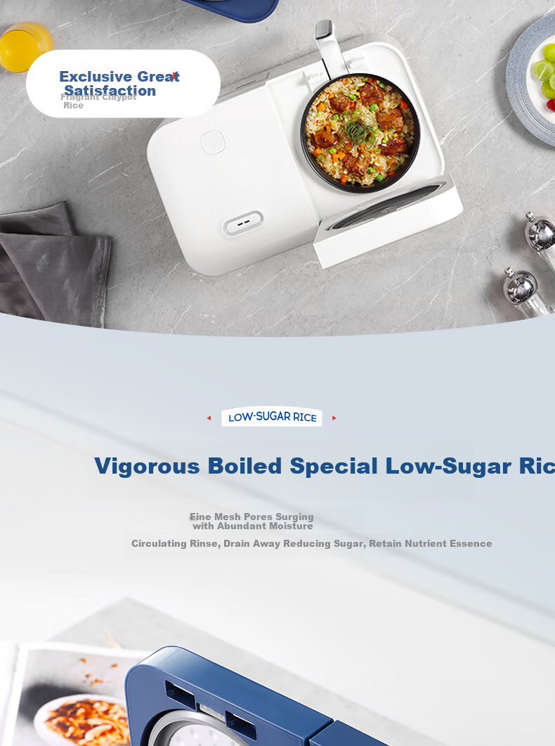 Morphyrichards Dual-Compartment Rice Cooker with Separate Rice And Soup Compartments, Multi-Functional Low-Sugar Small Two-In Rice Cooker And Soup Pot MR8501 White One's Member 8