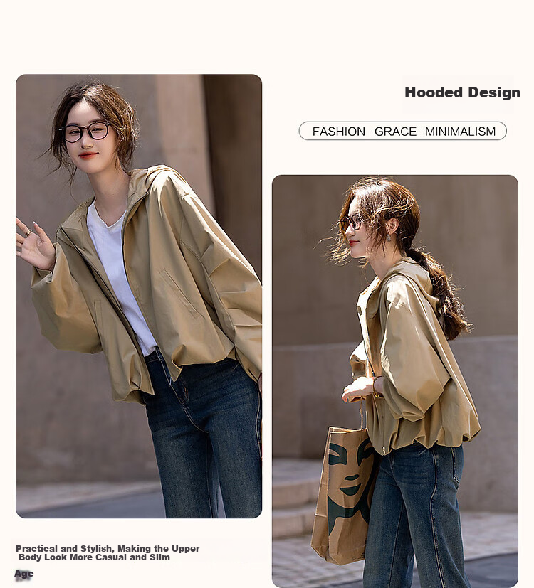 Dme [Dare to Act] Spring And Autumn High-Tech Triple-Protection Hooded Elegant Pleated Petite Short Women's Jacket 4
