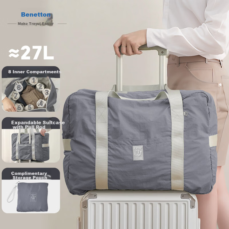 Banjeni Large Capacity Travel Bag Unisex Foldable Luggage Sleeve Maternity Storage Gym Handheld Crossbody Bag