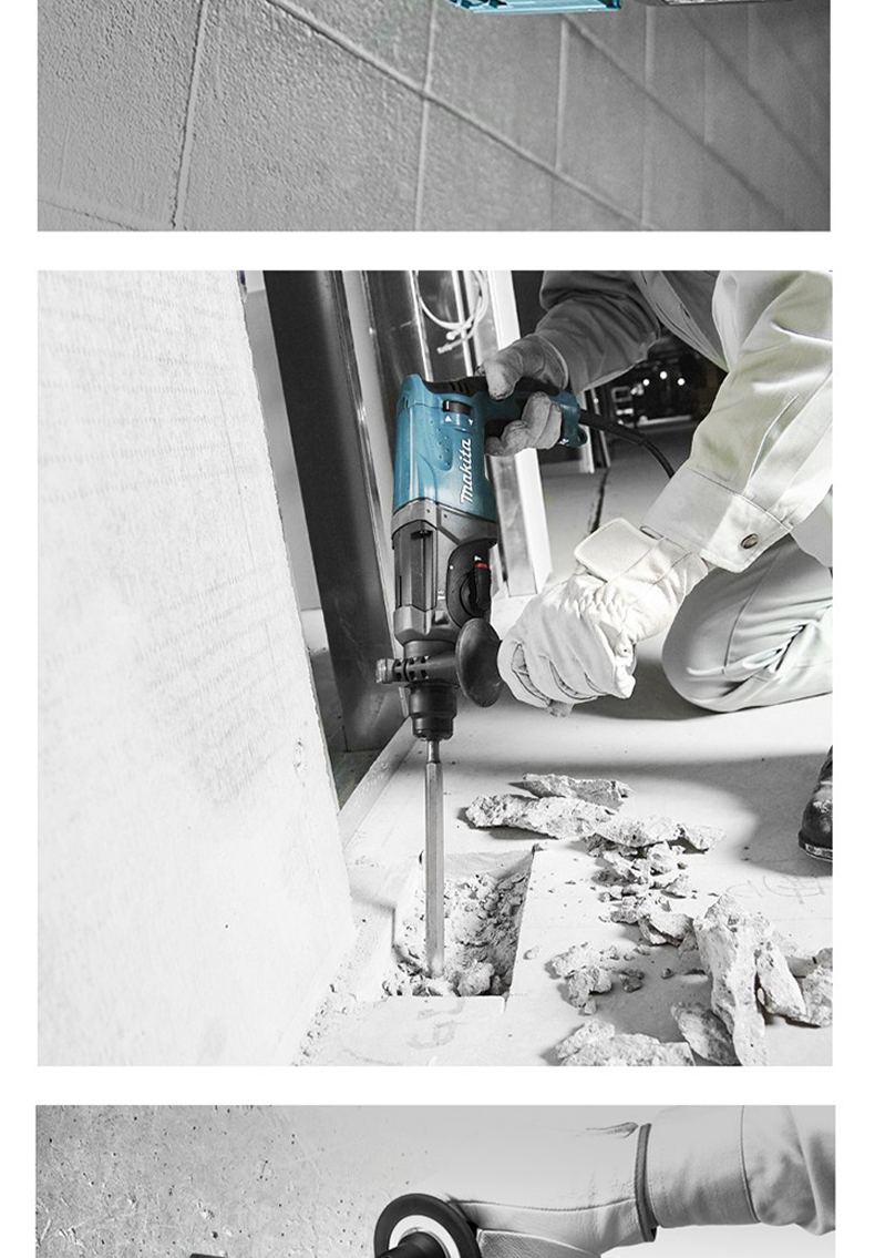 MAKITA Round Four-Groove Handle Rotary Hammer Drill Bit, Pointed Chisel, Flat Chisel Set D-53659 13