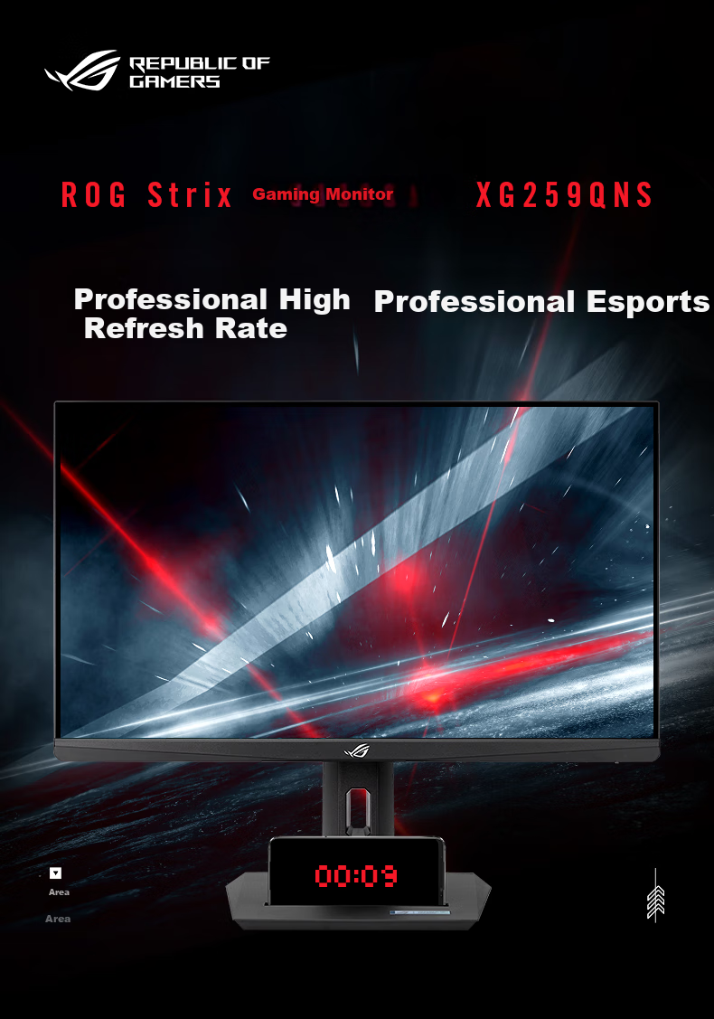 ASUS ROG XG259QNS, 24.5-Inch Gaming Monitor, Overclockable to 380Hz, HDR400 Certified, 110% SRGB Coverage, FreeSync, 0.3 Ms Response Time 1