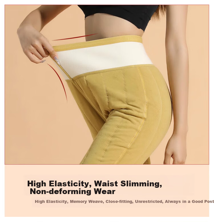 LangSha Thermal Leggings, 100% Golden Silk, Women's Warm Pants for Autumn And Winter, Fleece-Lined High-Waist Extra Thick Anti-Cold Tights for Northeast China 13