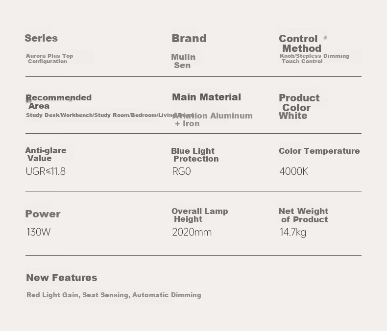 Mulinsenzhaoming, Large Road Lamp Eye Protection Light, Full Spectrum Floor Lamp, Study Lamp, Puli Lamp, Pearl Red Light Eye Protection Lamp, Aurora Pro 45