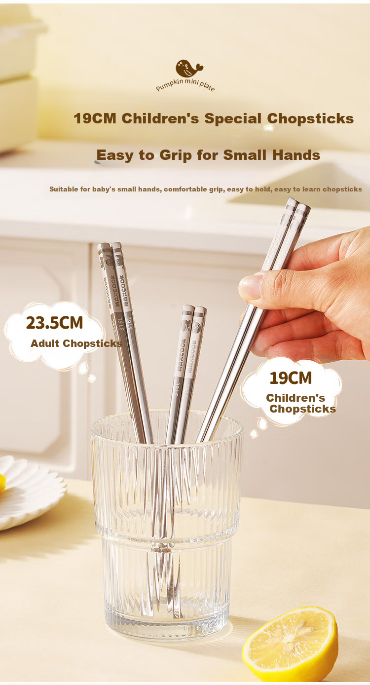 MAXCOOK 316L Stainless Steel Chopsticks, 5 Pairs Cartoon Divided Chopsticks, Color-Coded Chopsticks for Home Creative Tableware Set MCK5905 7
