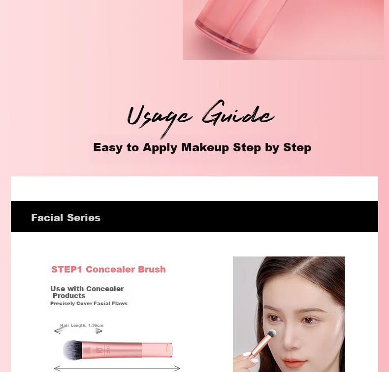 Real Techniques Dream Makeup Brushes Set of 10: Eyeshadow Brush, Powder Brush, Concealer Brush, Blush Brush 7