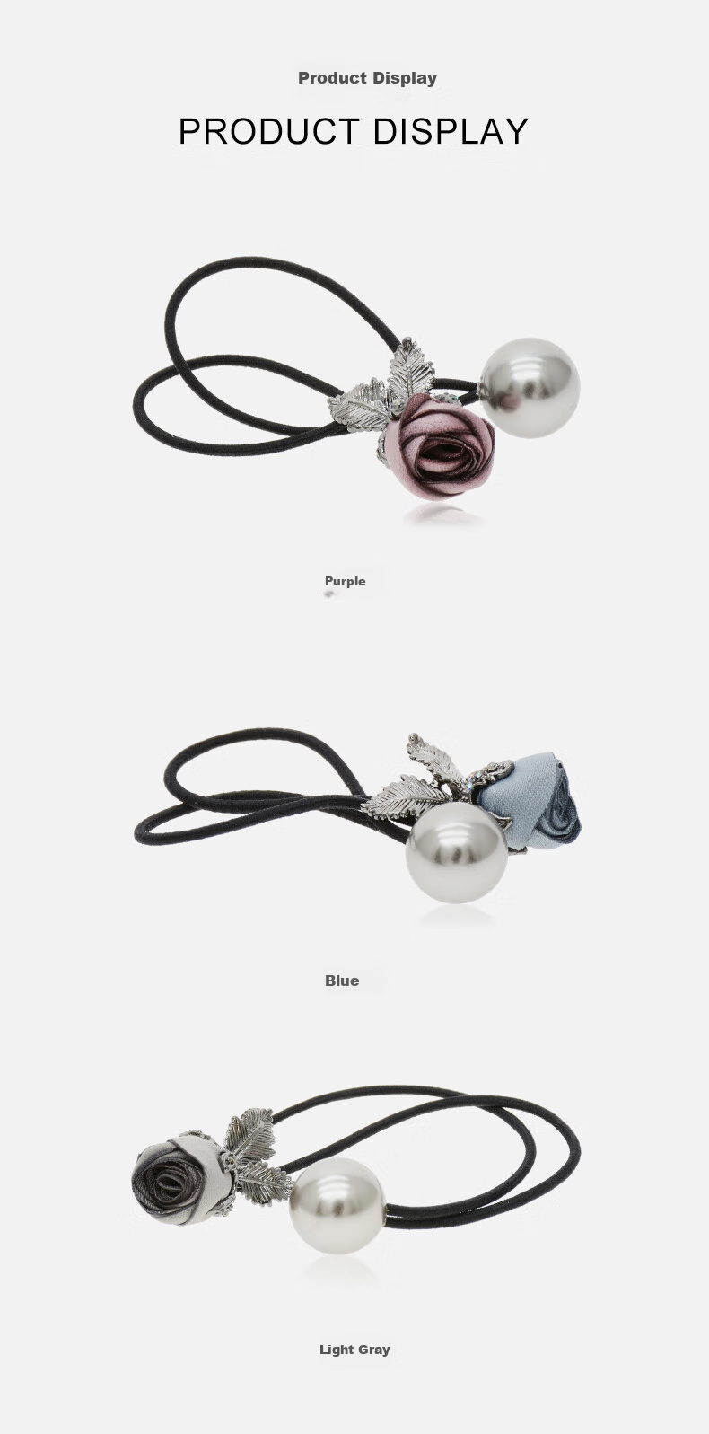 Cercoo Pearl Hair Tie, Rose Hair Accessory for Adults, Korean-Style Hair Elastic Band, Trendy INS Hair Ties, Floral Hair Accessories for Girlfriend 3