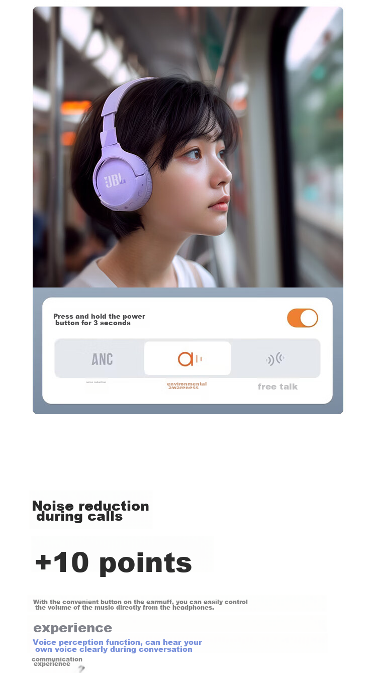 JBL TUNE 670NC Over-Ear Bluetooth Headphones, Active Noise Cancellation Wireless Music Headphones, Compatible with Huawei, Apple, Xiaomi, Birthday Gift, Midnight Black 10