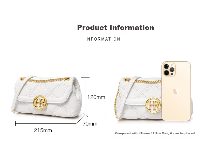 HR Handbag, Women's Crossbody Bag, Small Purse, Fashionable Diamond Pattern Chain Bag, Birthday Gift for Girlfriend 8
