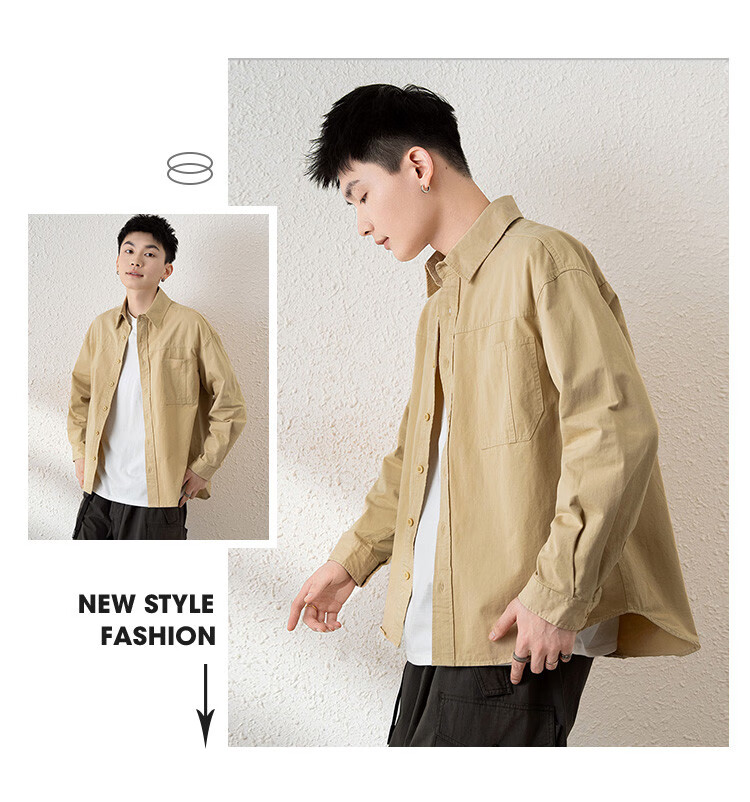 TonLion 2025 Spring Men's Shirt, Long Sleeves with Pockets And Hem, Men's Top 3