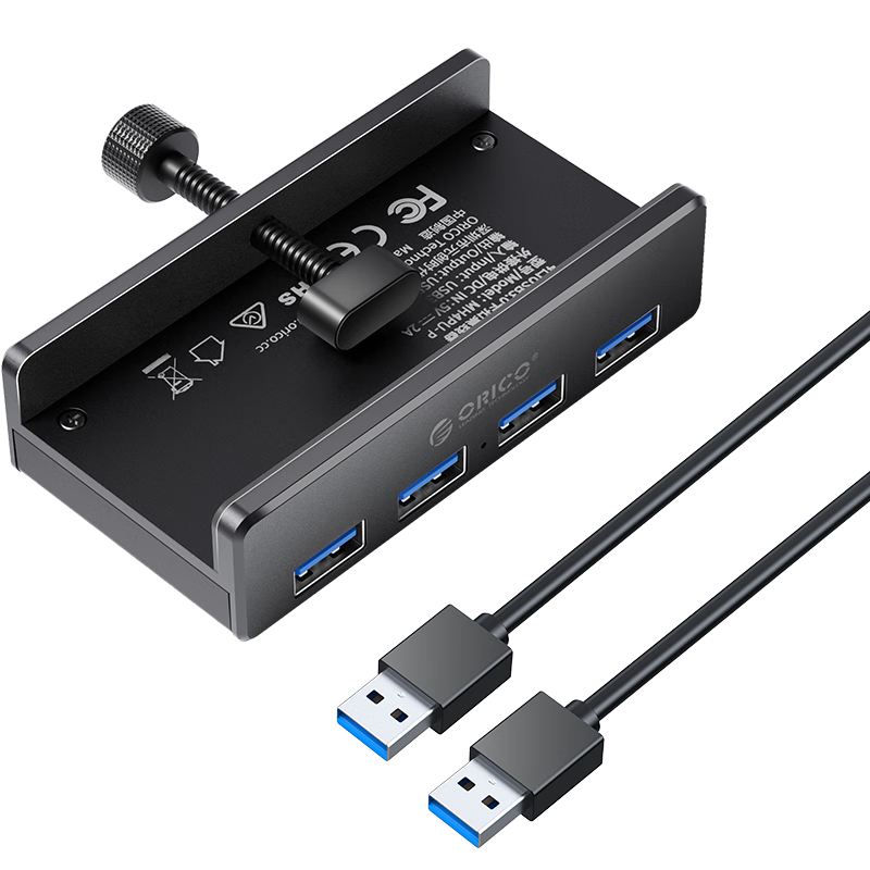 ORICO USB3.0 Hub Expansion Dock Aluminum Alloy Snap-On Converter for MAC Apple Laptops Desktop Computers Monitors MH4PU-BK