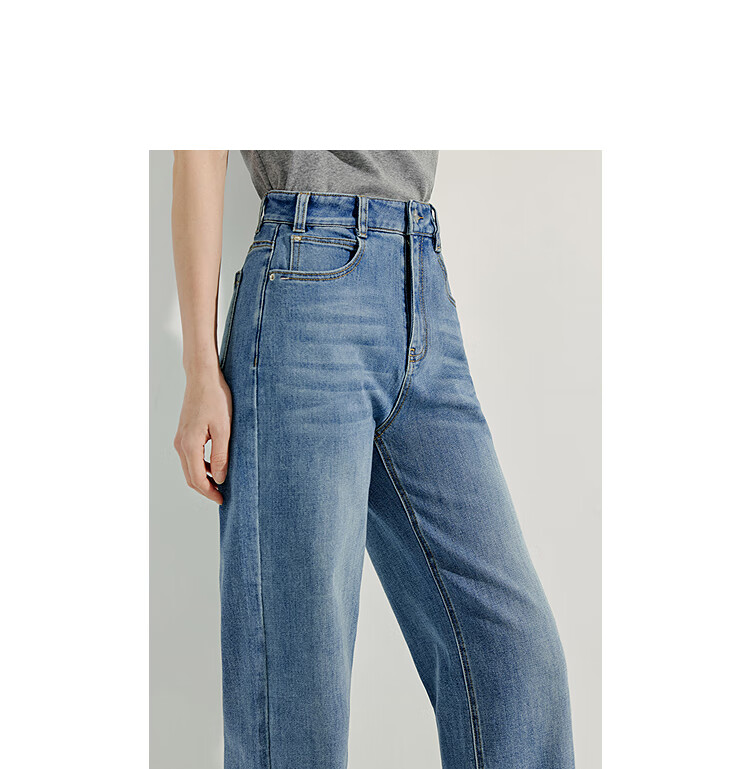 INMAN [Same Style As on Runway] French-Style Straight-Leg Jeans, 2026 Spring/summer Wide-Leg Trousers, Denim Blue, Size 27 2