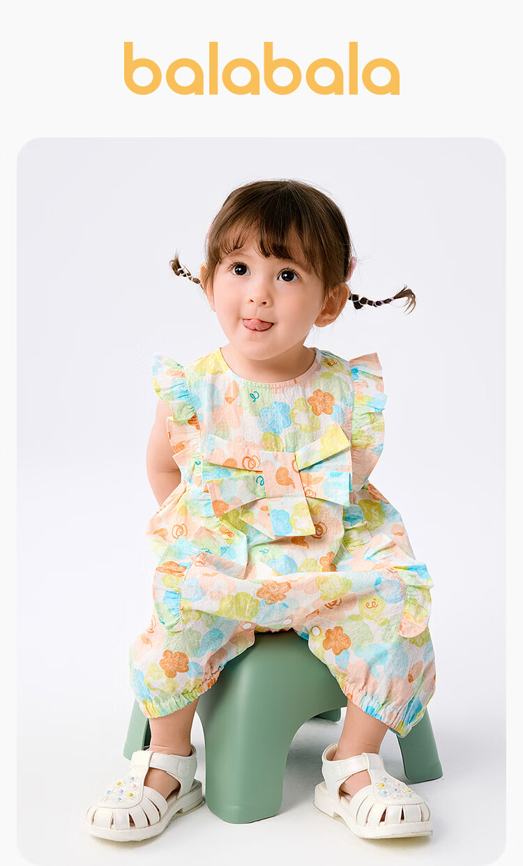 BALABALA Baby Romper, Infant Onesie, Girls' Crawling Suit, Summer 2025 Collection, Sweet And Stylish, Cute And Adorable, 208225120002 1