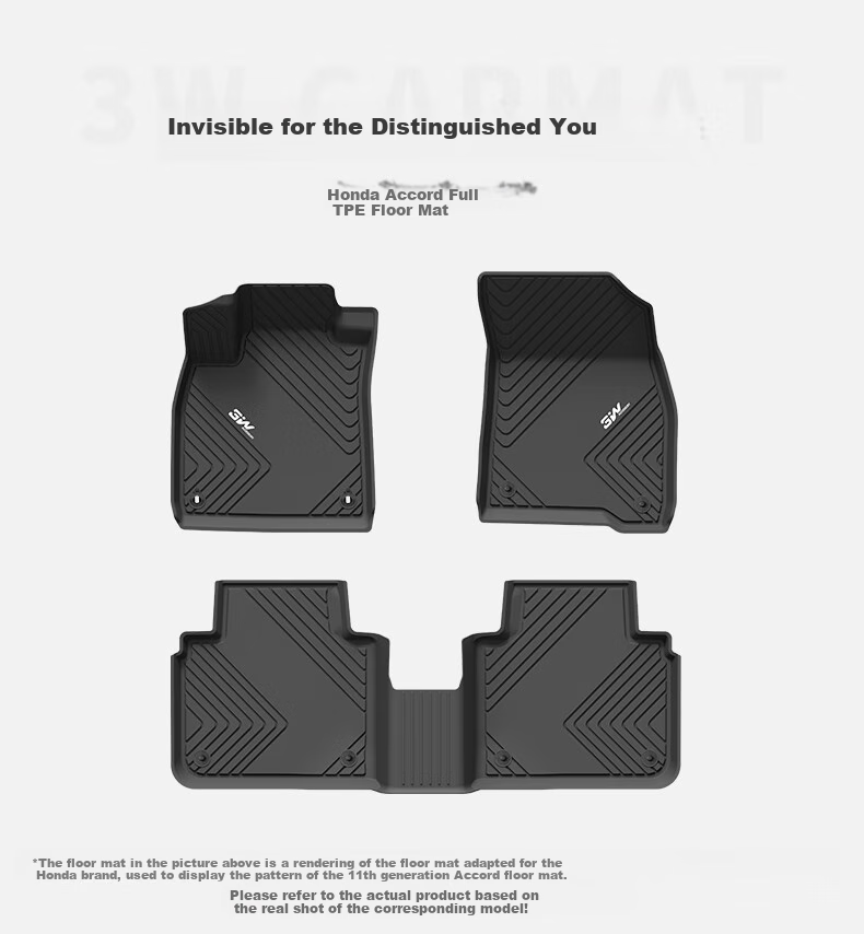 3W Suitable for Honda 11th Generation Accord TPE Car Floor Mats Inspire Specific + Meinis Carpet Surface Double-Layer 2