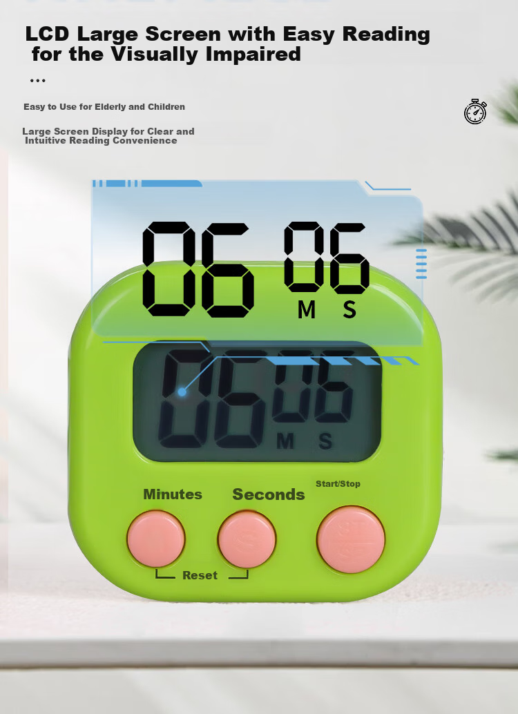 TaTanice Timer, Large Screen Kitchen Alarm Clock, Electronic Timer for Students' Homework Countdown Reminder, Elementary School Children's Timer, Grass Gree 1
