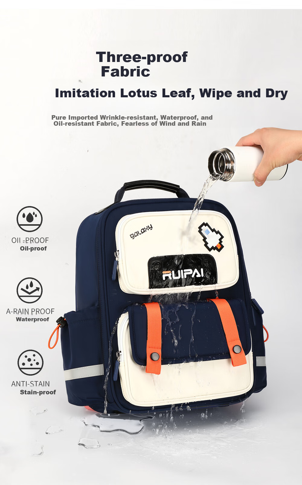 RUiPAi Backpack for Primary School Students, Boys And Girls, Spine And Shoulder Protection, Grades 1-3 Bouncy Bionic Design, Weight Reduction, Breathable And Comfortable 14