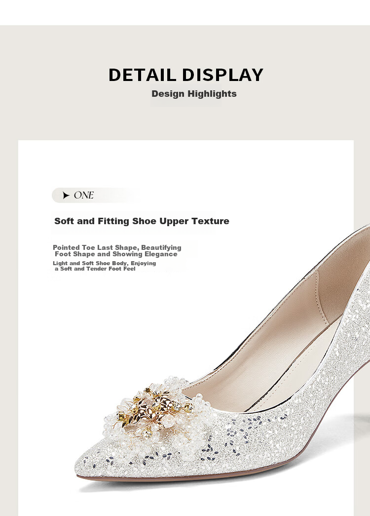 DAPHNE Minimalist Versatile Pointed High Heels Women's French Style Elegant Comfortable Bridal Wedding Shoes Silver Size 35 17