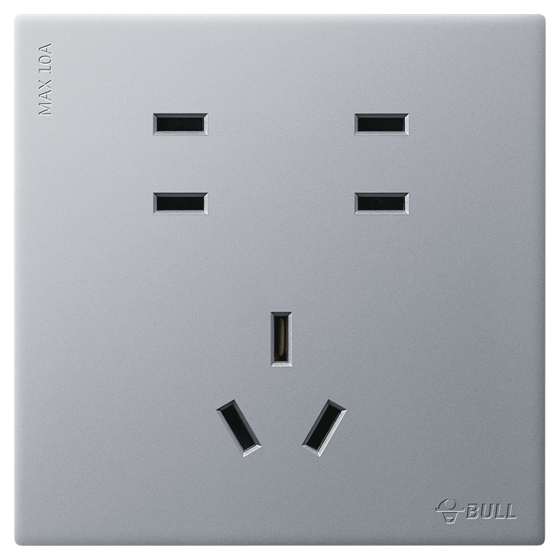 BULL G60 Series 10A Seven-Hole Socket Ultra-Thin Switch Panel G60Z323 Moon Shadow Gray