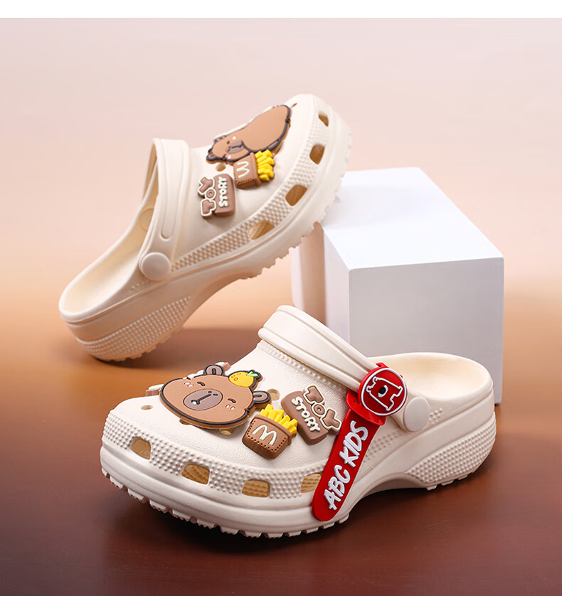 ABC KIDS Children's Slippers Summer Sandals for Boys And Girls Soft-Soled Hole Shoes Kapibara Beach Shoes 8597 Pink 39-40 11