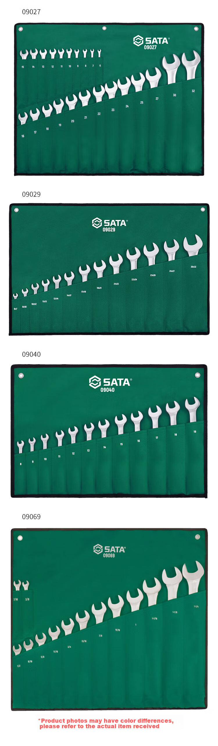 SATA 23-Piece Fully Polished Open-End And Box-End Wrench Set, High Torque, High Hardness, 6-32mm, 09027 7