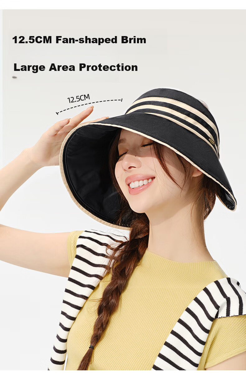 CACUSS Large Brim Open Top Outdoor UV Protection Sun Hat Summer Sports Hat for Men and Women Black 2