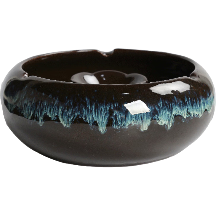 Bangushan Vintage Chinese-Style Unique Ceramic Creative Large Ashtray for Home Living Room Office, Kiln-Transformed Sand Gold Lotus Ashtray