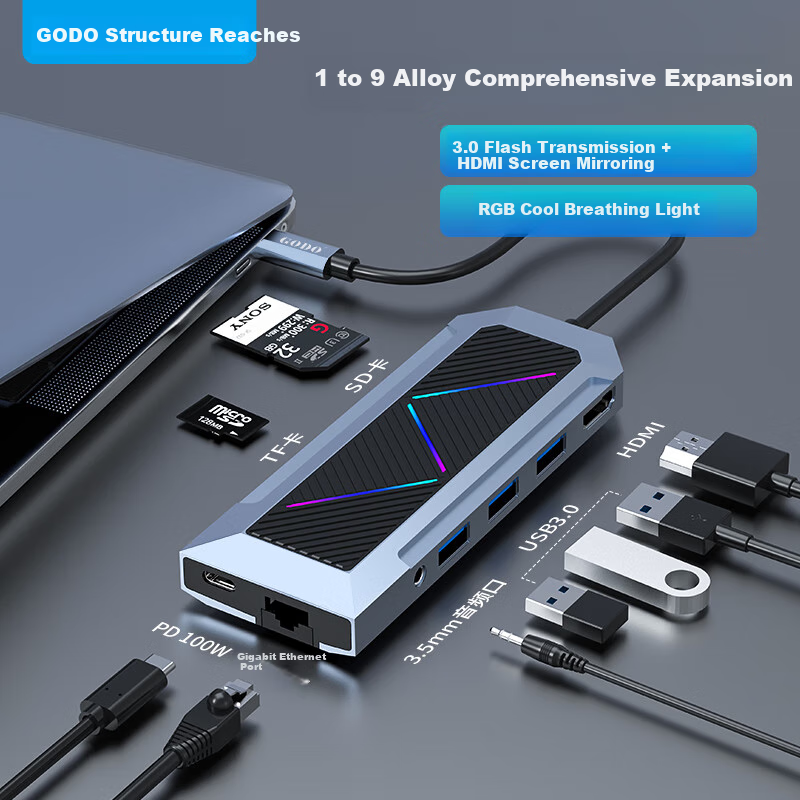 GODO Expansion Dock Type-C to HDMI Adapter for Tablets, Laptops, Smartphones, Desktop Computers USB 3.0 Screen Mirroring Converter Hub with Thunderbolt 4 Port