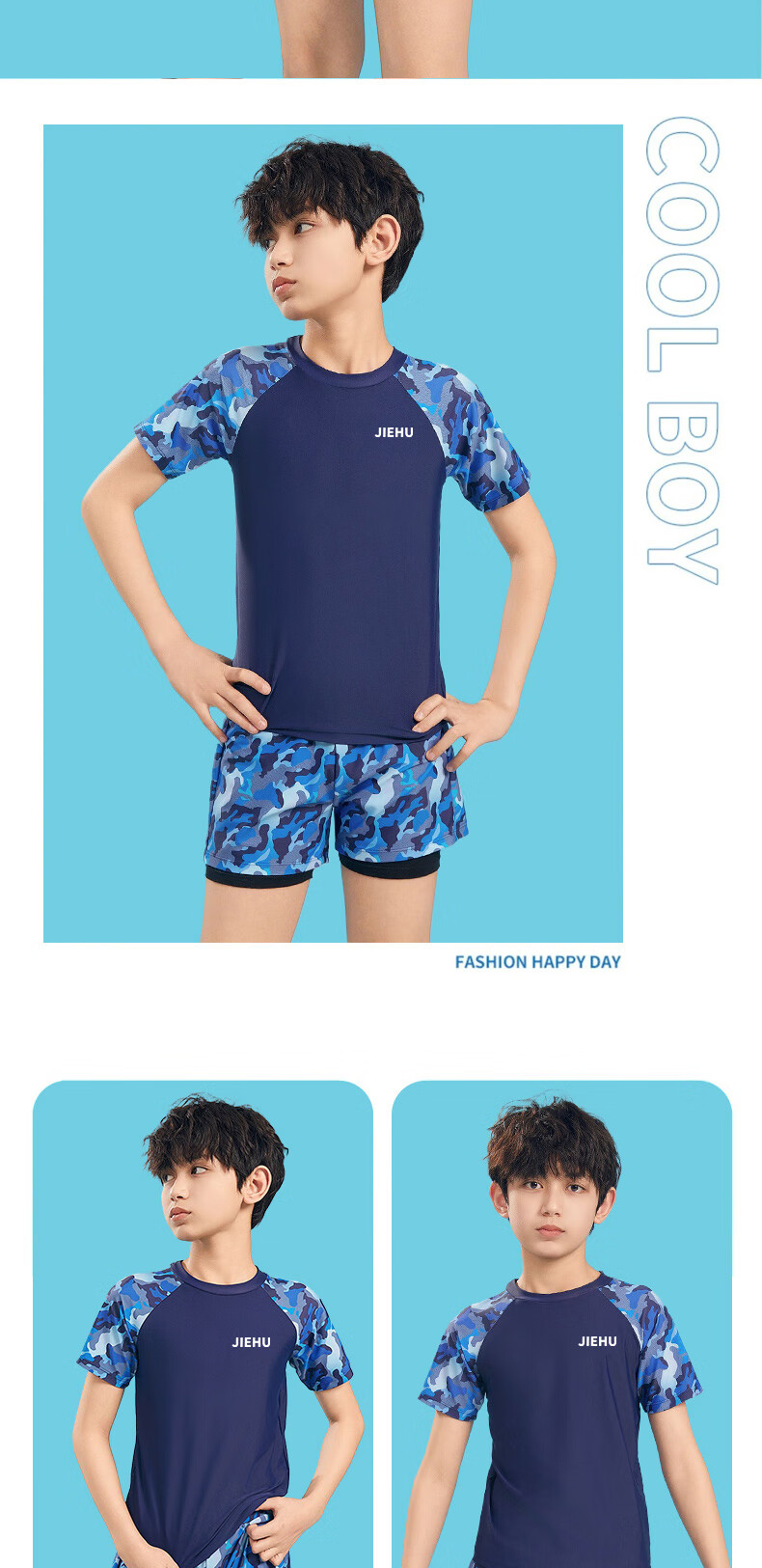 Jiehu Children's Swimwear, Boys' Swim Trunks Set, Big Kids' Two-Piece Swimsuit, Baby Swimming Gear 10