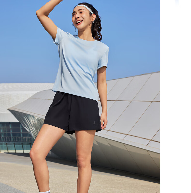 PEAK Quick-Dry Sports Set for Men, Summer Running Casual Badminton Outfit, Breathable Two-Piece Short-Sleeve Shorts for Men DF152001 34