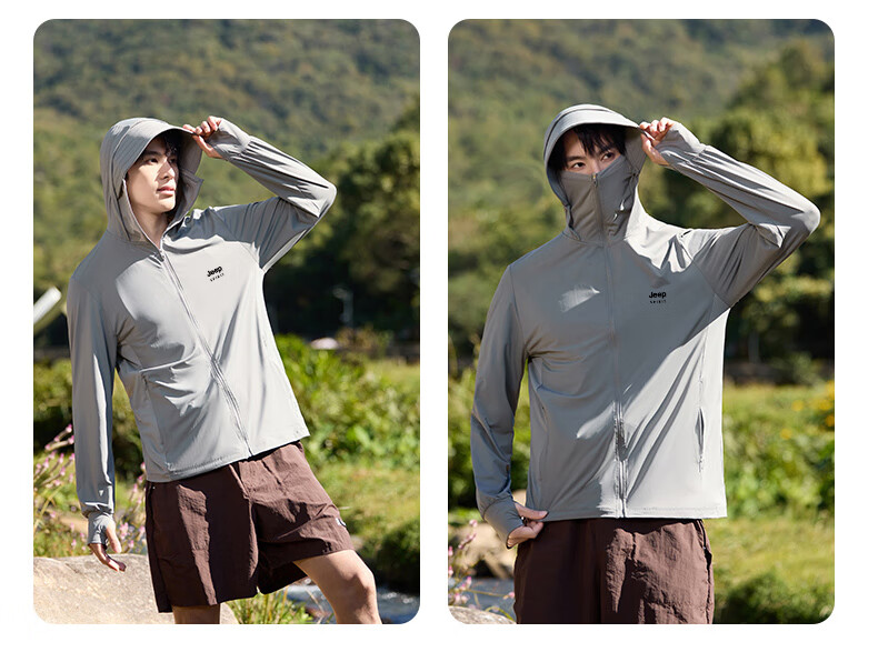 JEEP SPIRIT Sun Protection Jacket for Men, Summer Ice Silk Quick-Dry Skin Coat, UPF50+, Lightweight Breathable Sports Outerwear for Men, Glacier Gray 3XL 13