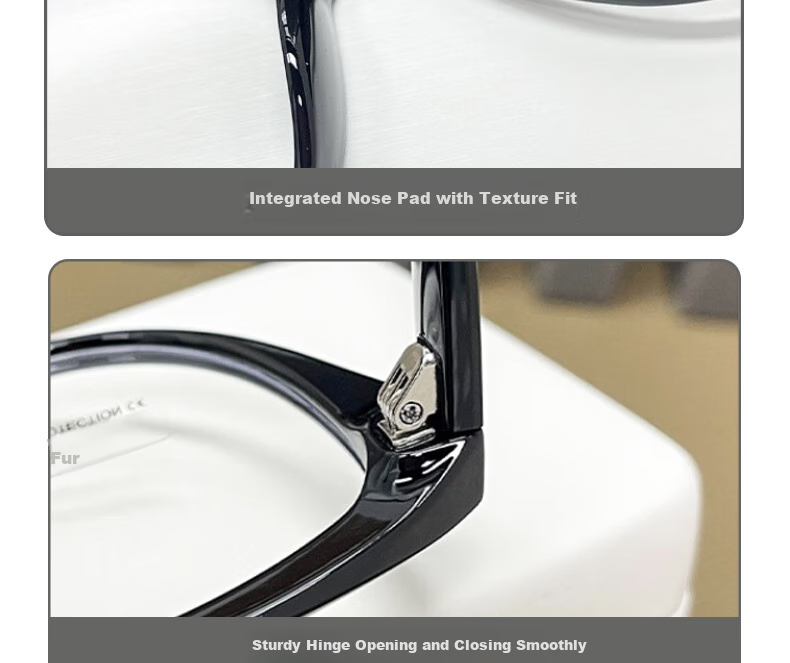 LOVECRAFT Black, Plain Women's Retro Anti-Blue Light Flat Eyeglass Frames, European And American Round Face Ultra-Light Cat Eye Glasses 5