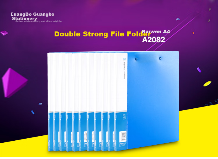 GuangBo 12-Pack PP Double Strong A4 File Folders/document Folders/archival Folders for Contract And Bill Storage, Office Supplies, Study Supplies, Blue A2082 1
