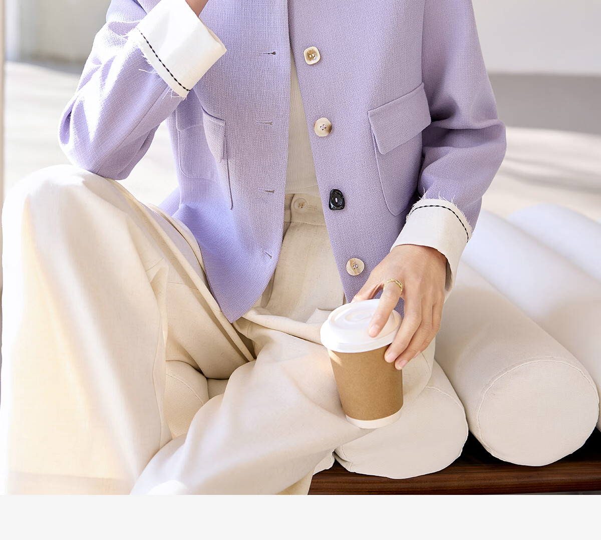 Chushen Women's Short Jacket for Spring And Autumn, Gentle Purple Elegant Chanel-Style Short H-Type Casual Coat for Petite Women S51D035 5