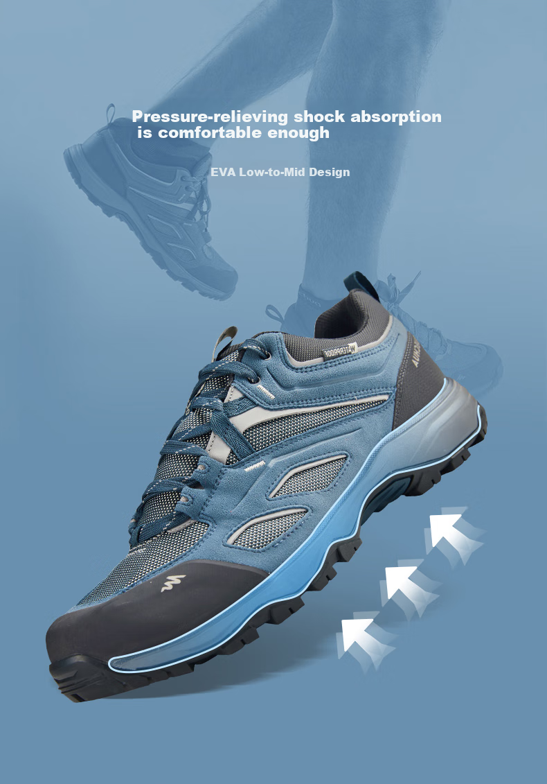 DECATHLON Men's MH100 Low-Top Outdoor Mountain Waterproof Non-Slip Shock-Absorbing Breathable Hiking Shoes, Dark Green, Size 42-2467875 2