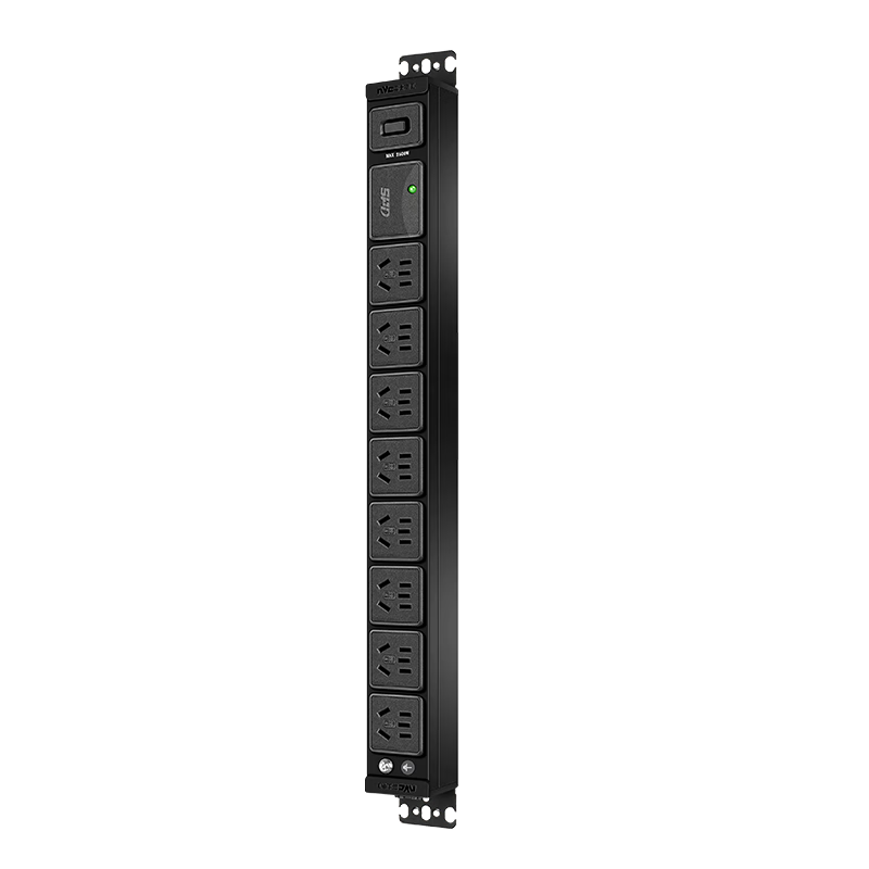 NVCleishidiangong PDU Cabinet Socket, 8-Outlet Master Control, Industrial-Grade Lightning Protection, Overload Protection, Gaming-Specific, Aluminum Alloy Body, 1.6m-2m Cable Length, EP481G M04