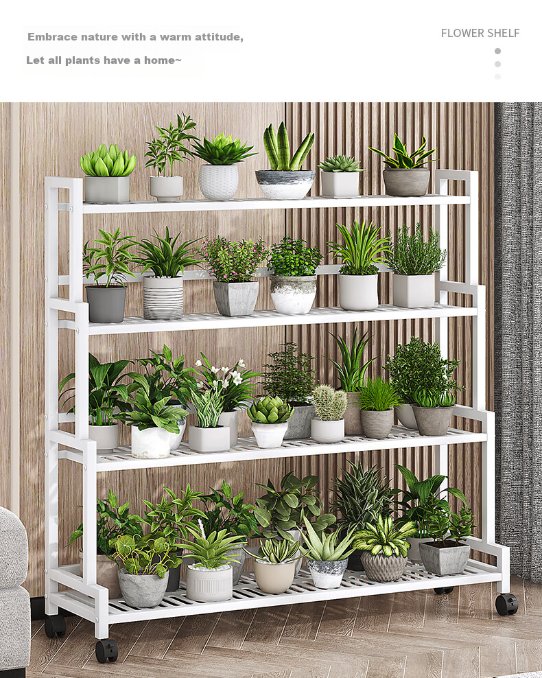 WOJIA Flower Stand, Living Room Floor-Standing Storage Rack, Balcony Succulent Pot Holder, Iron Art Plant Display Shelf H9134 14
