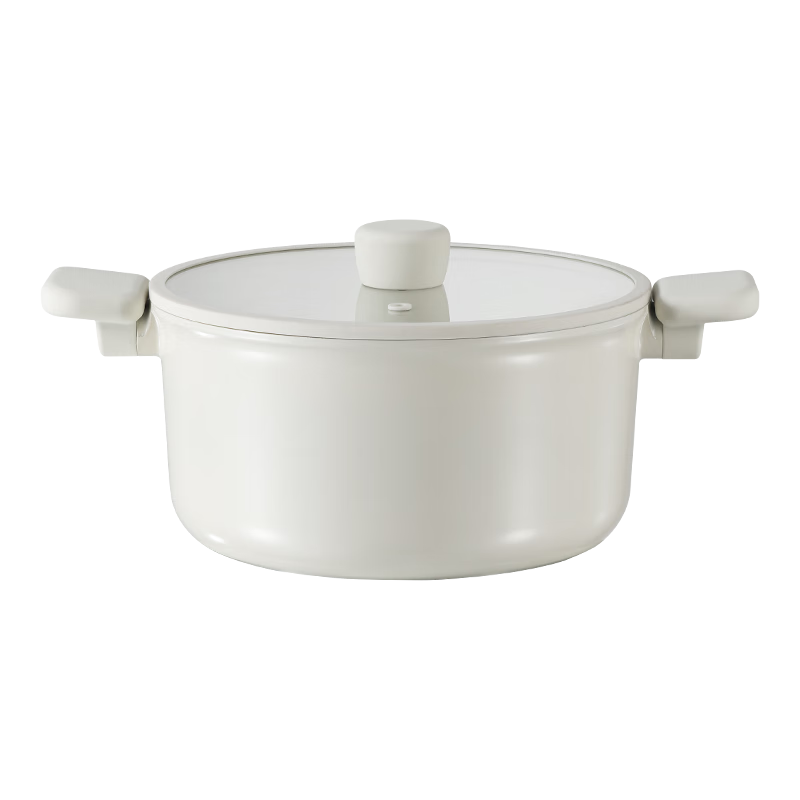 CaROTE Titanium Ceramic Non-Stick Pot for Home Use, Soup Cooking, Noodle Pot, Compatible with Induction And Gas Stoves, Double-Handled Steamer Pot