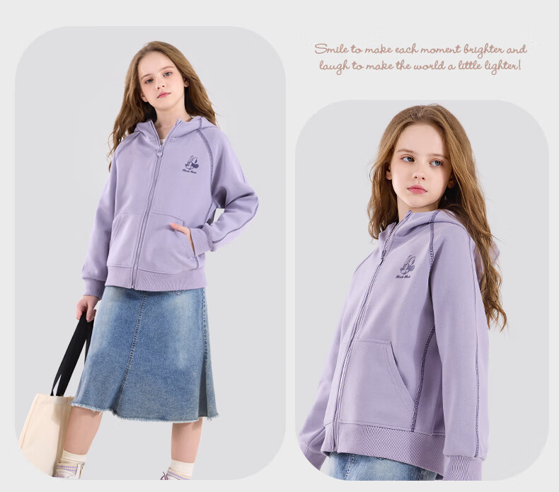 Disney Girls' Jacket, Spring And Autumn Children's Hooded Sweatshirt, Casual Sportswear for Older Kids, Clothing Item L2003, Dark Purple, Size 170 6
