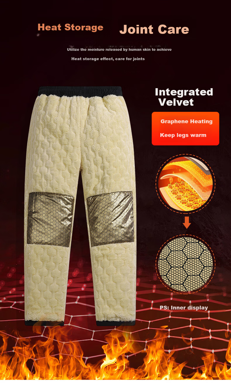 CLOR Lambswool Pants for Men, Autumn And Winter Fleece-Lined Thick Warm Casual Sports Straight-Leg Trousers CL45JR Black 4XL 3
