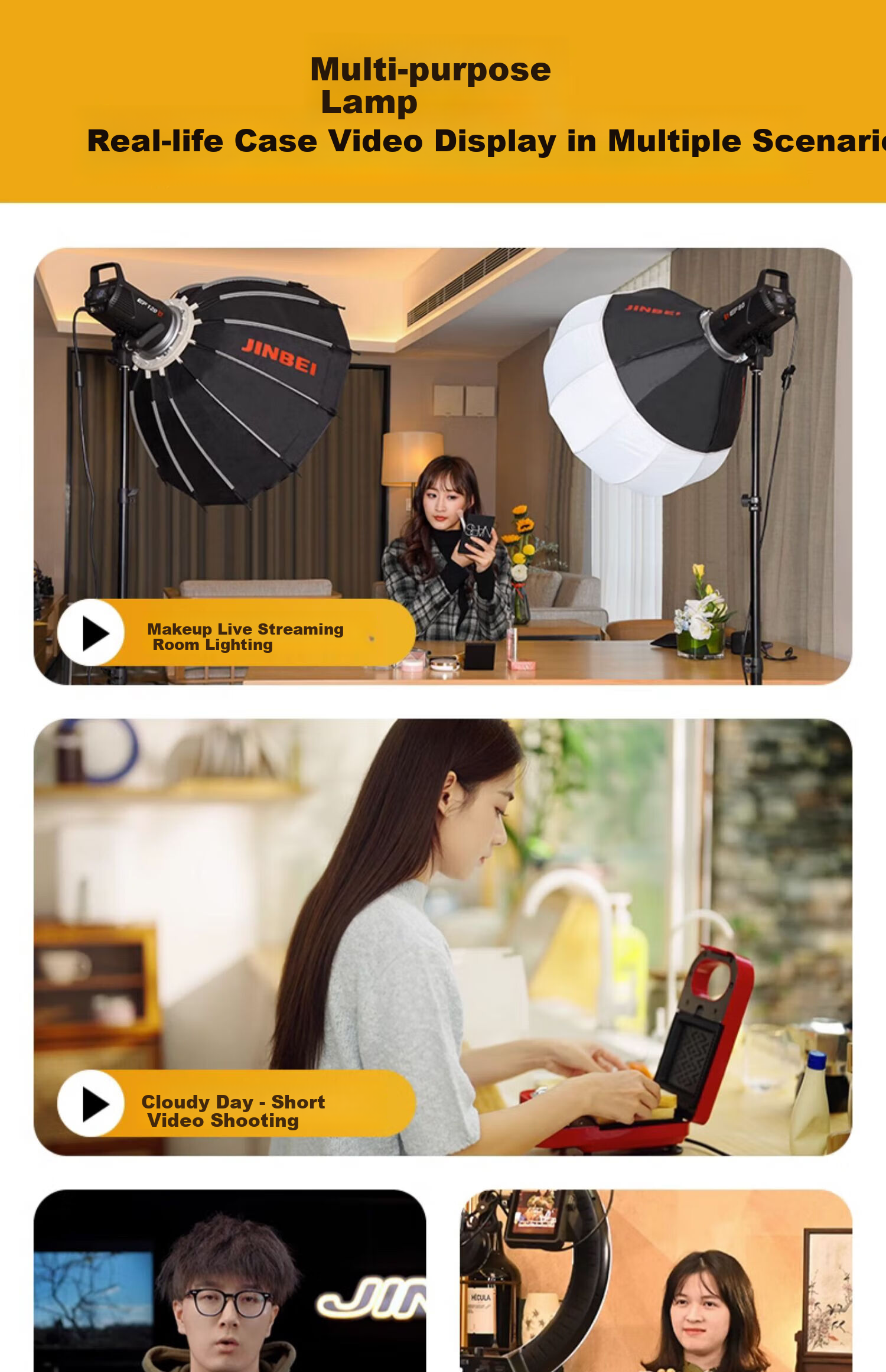 JINBEI Fill Light EF-120BI, Adjustable Color Temperature, Indoor And Outdoor Portable Photography Light, Video Beauty Light, Live Streaming Fill Light, AC/DC Dual-Use, External Shooting, Portable Constant Light 2