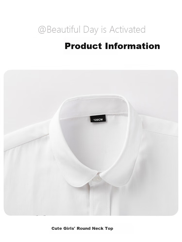 Yinuofang Children's White Long-Sleeve Shirt School Uniform Undershirt for Girls: White Long-Sleeve 170CM 19