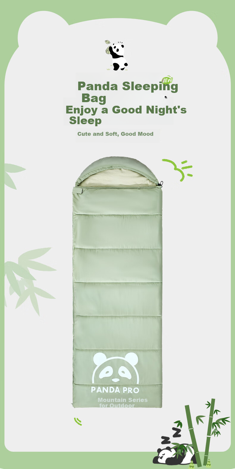 CAMEL Outdoor Camping Sleeping Bag for Adults, Portable, Adult-Size, Dirt-Proof, Warm, Thickened, Cold-Resistant [Panda Co-Branded Edition] 1