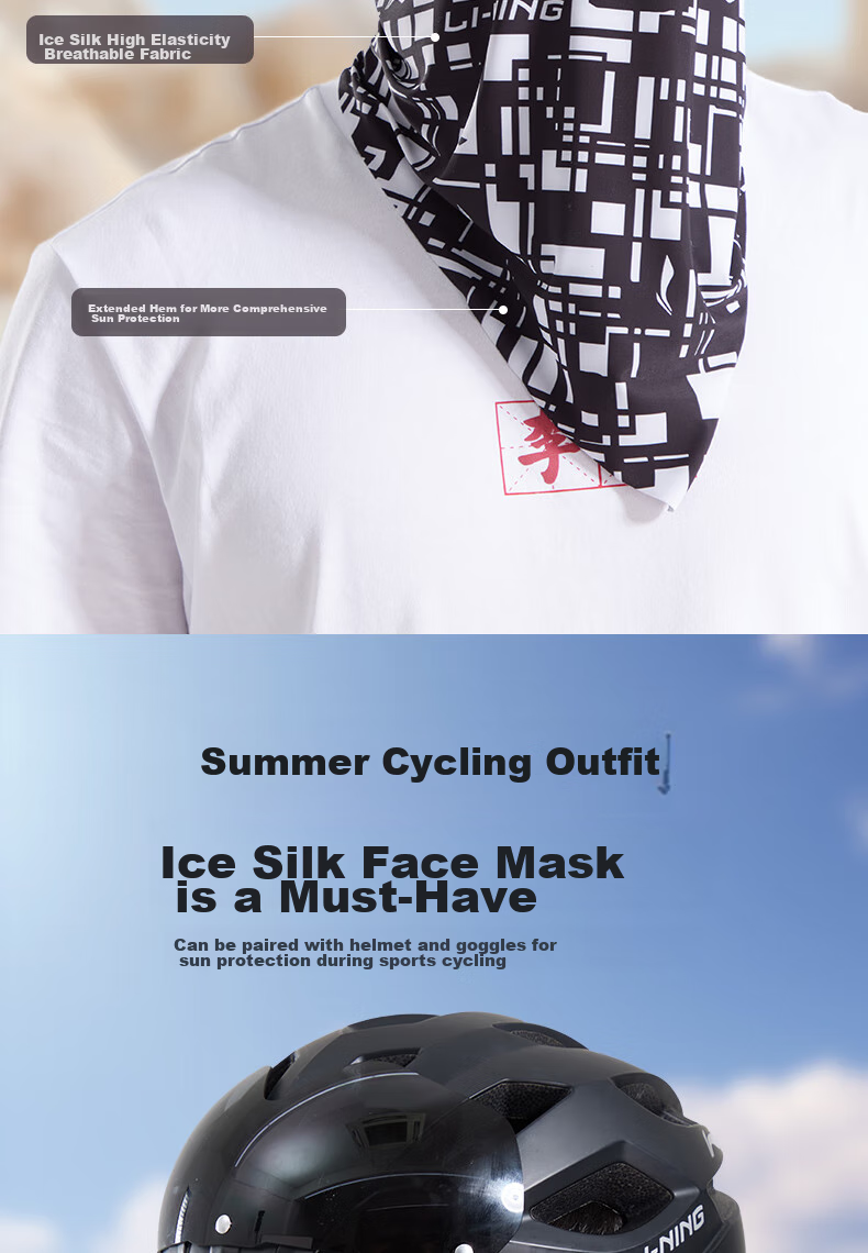 Li-Ning Sun Protection Face Mask for Men, Cycling Ice Silk Ear-Loop Mask, Delivery Rider Courier Face Covering, Hiking Fishing Neck Gaiter 4